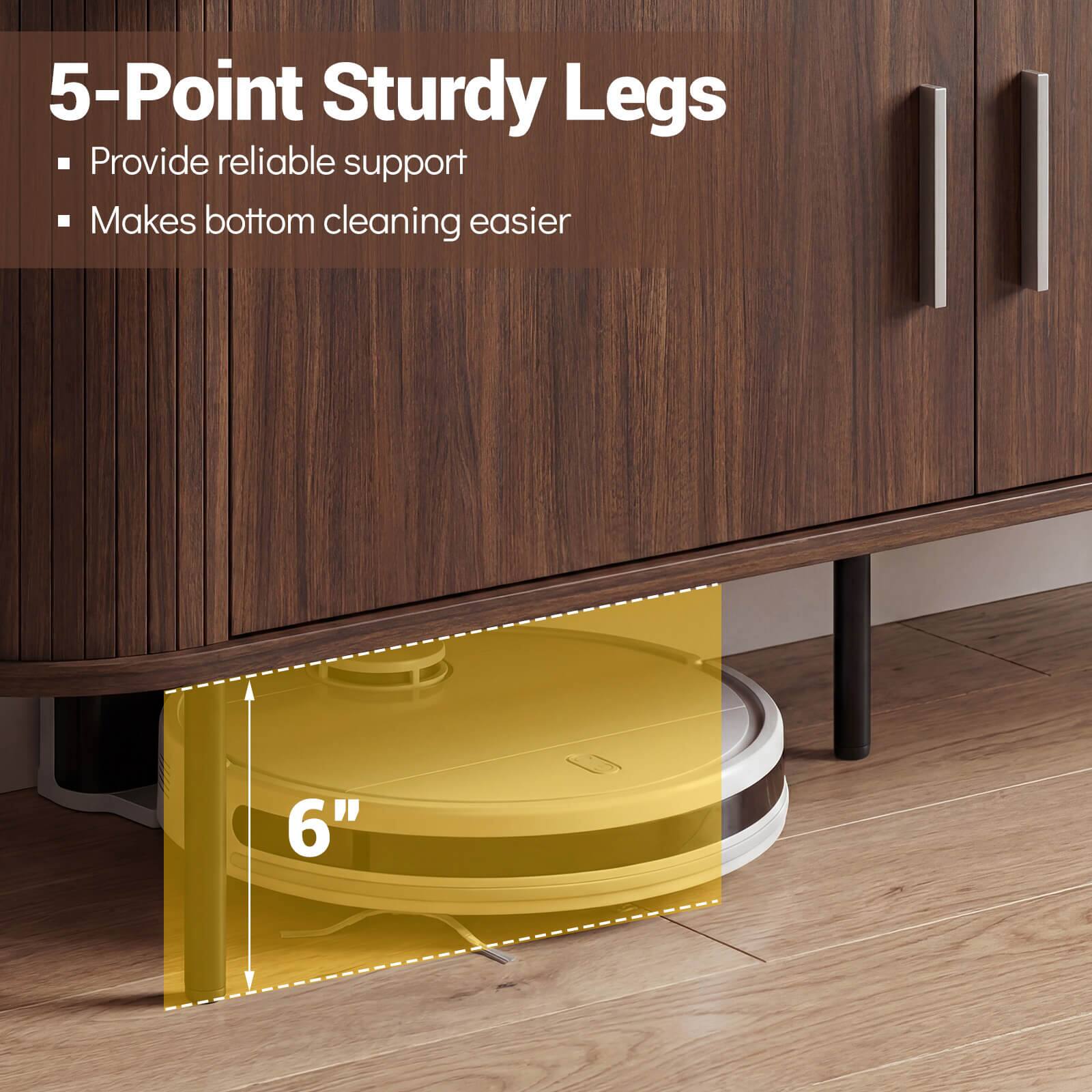 5-Point Sturdy Legs  
- Provide reliable support  
- Makes bottom cleaning easier  

6"