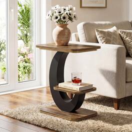 Tribesigns - 2-Tier Narrow Side Table, End Table, Bedside Nightstand - Brown