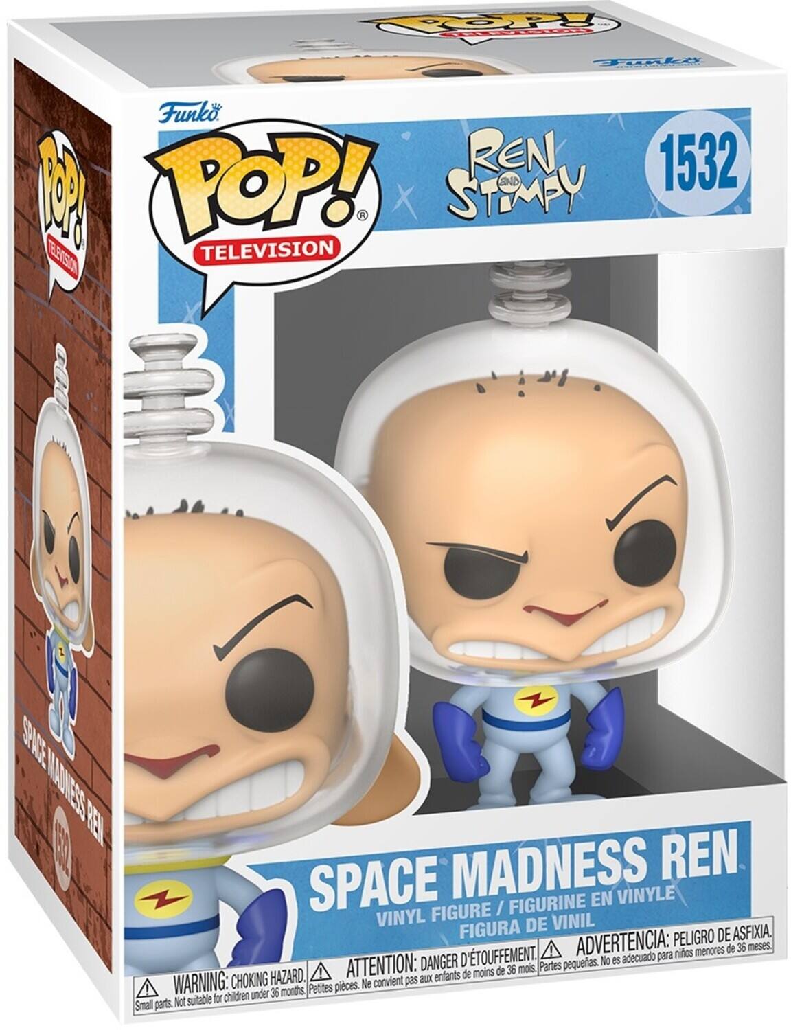 Funko POP! Television 1532 - Ren Stumpy Space Madness Ren Vinyl Figure / Figurine en Vinyle / Figura de Vinil. Peligro de asfixia. Toxicodependencia. Advertencia: Niños menores de 36 meses. Danger: Not suitable for children under 36 months. Attention: Enfants de moins de 36 mois. Warning: Choking hazard. Small parts.