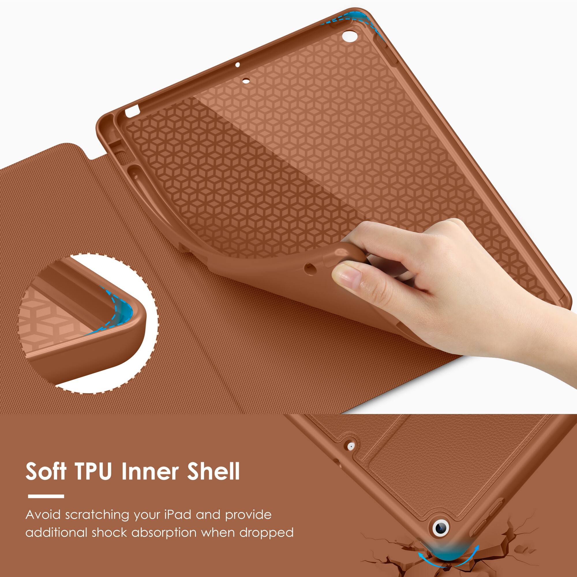 Soft TPU Inner Shell

Avoid scratching your iPad and provide additional shock absorption when dropped.