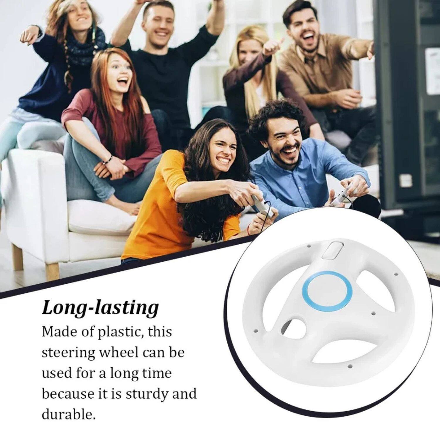 Long-lasting  
Made of plastic, this steering wheel can be used for a long time because it is sturdy and durable.