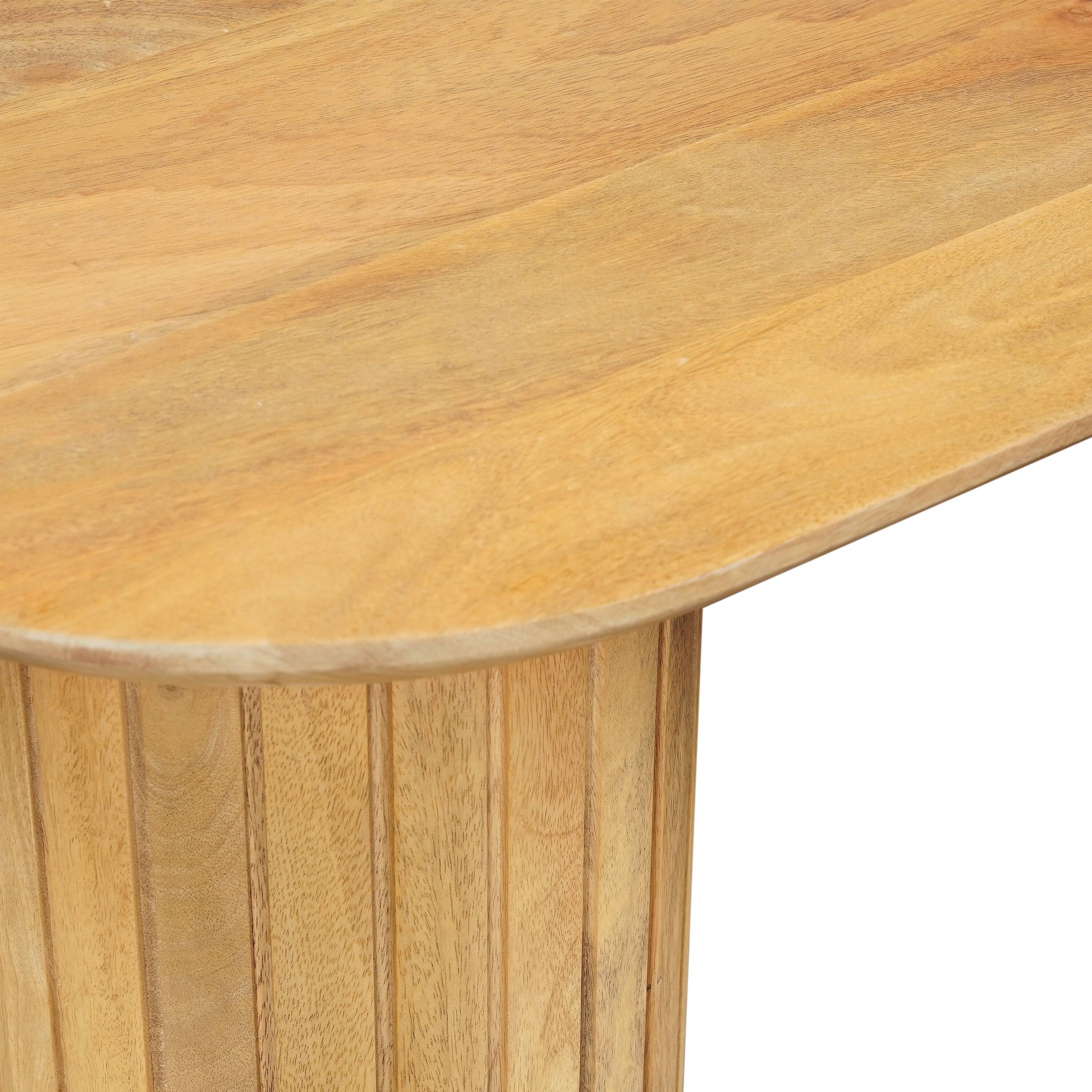 Alt View 1. Manhattan Lane - Cleo 54 Inch Sofa Console Table, Rounded Corners, Ribbed Pillar Legs, Oak Finish Mango Wood - Golden Oak Brown.