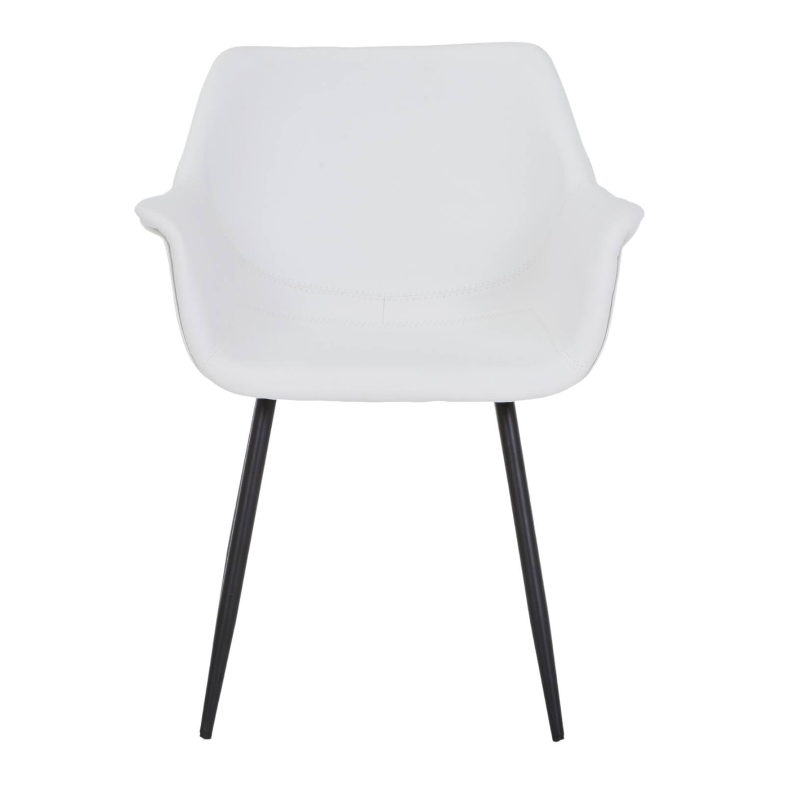 Alt View 6. LeisureMod - Markley Modern Distressed Leather Dining Chair with Iron Legs - White.