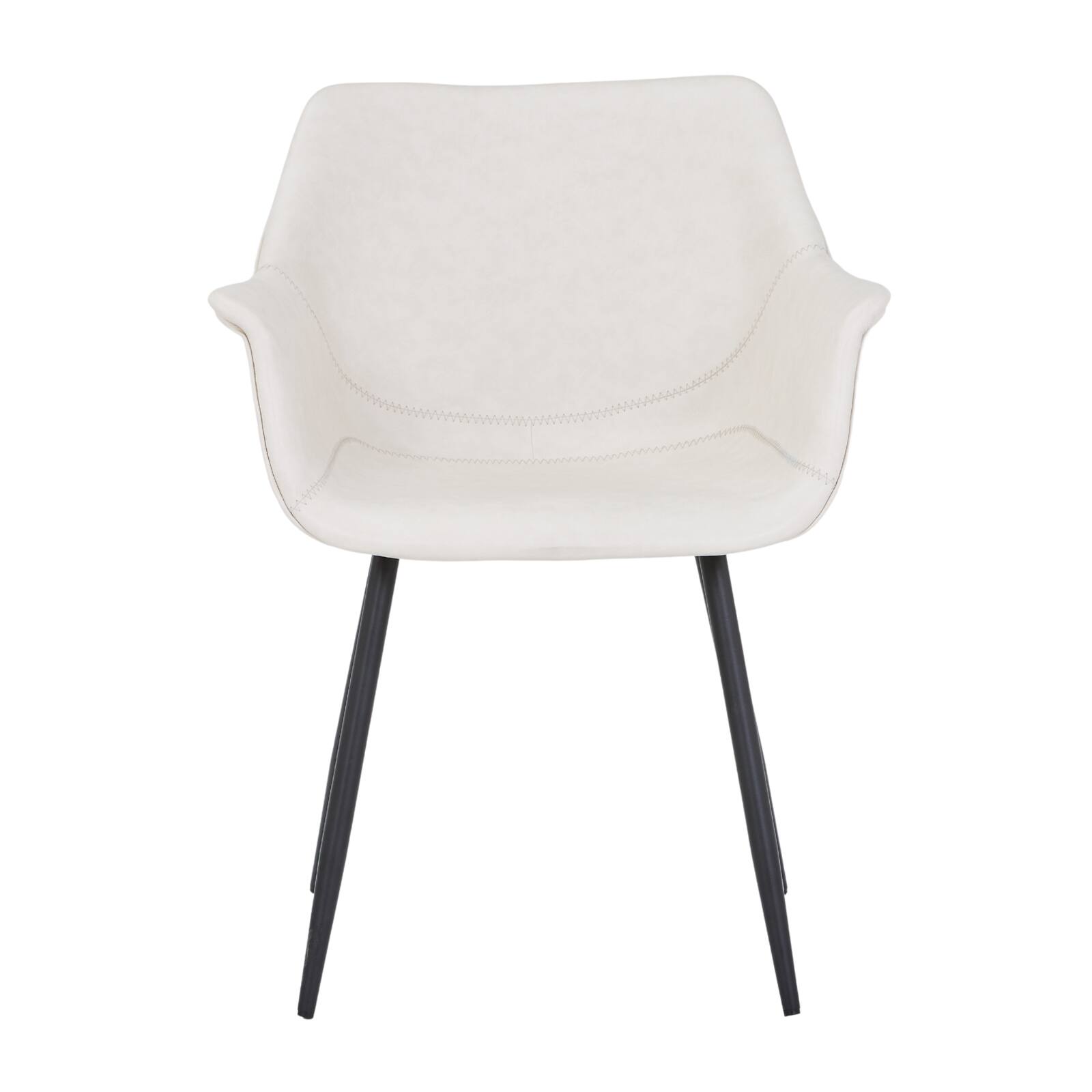 Alt View 6. LeisureMod - Markley Modern Distressed Leather Dining Chair with Iron Legs - Cream.