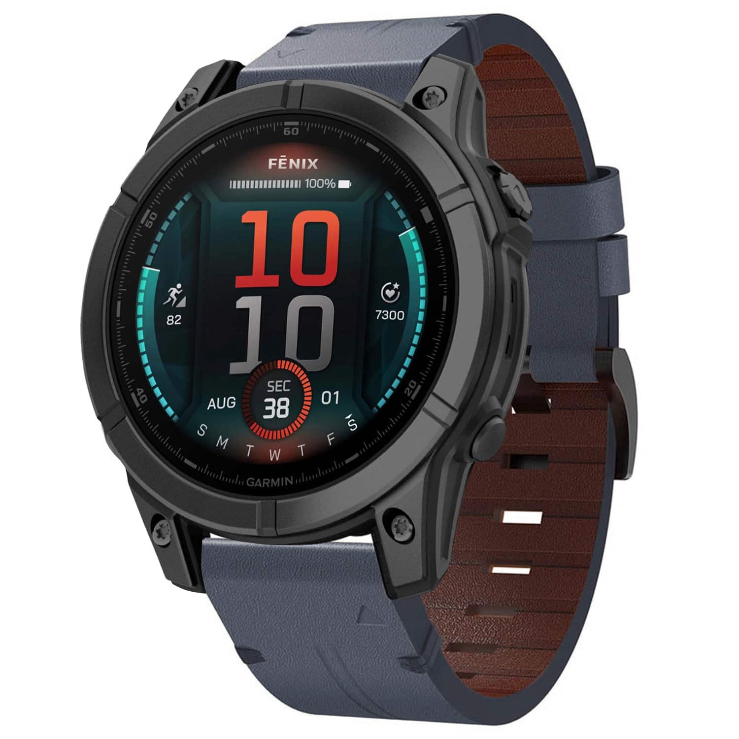 Photos - Smartwatches Garmin StrapsCo - Italian Leather Strap QuickFit 22 Watch Band For  Fenix E - Slate 