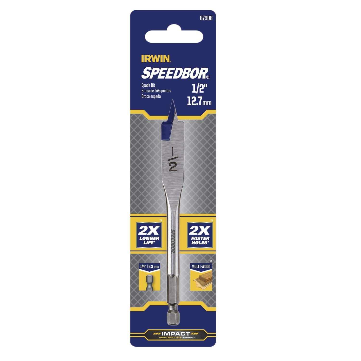 Irwin - Speedbor 1/2 in. X 4 in. L Carbon Steel Wood Boring Bit Quick-Change Hex Shank 1 pc price history on PriceWatchPro