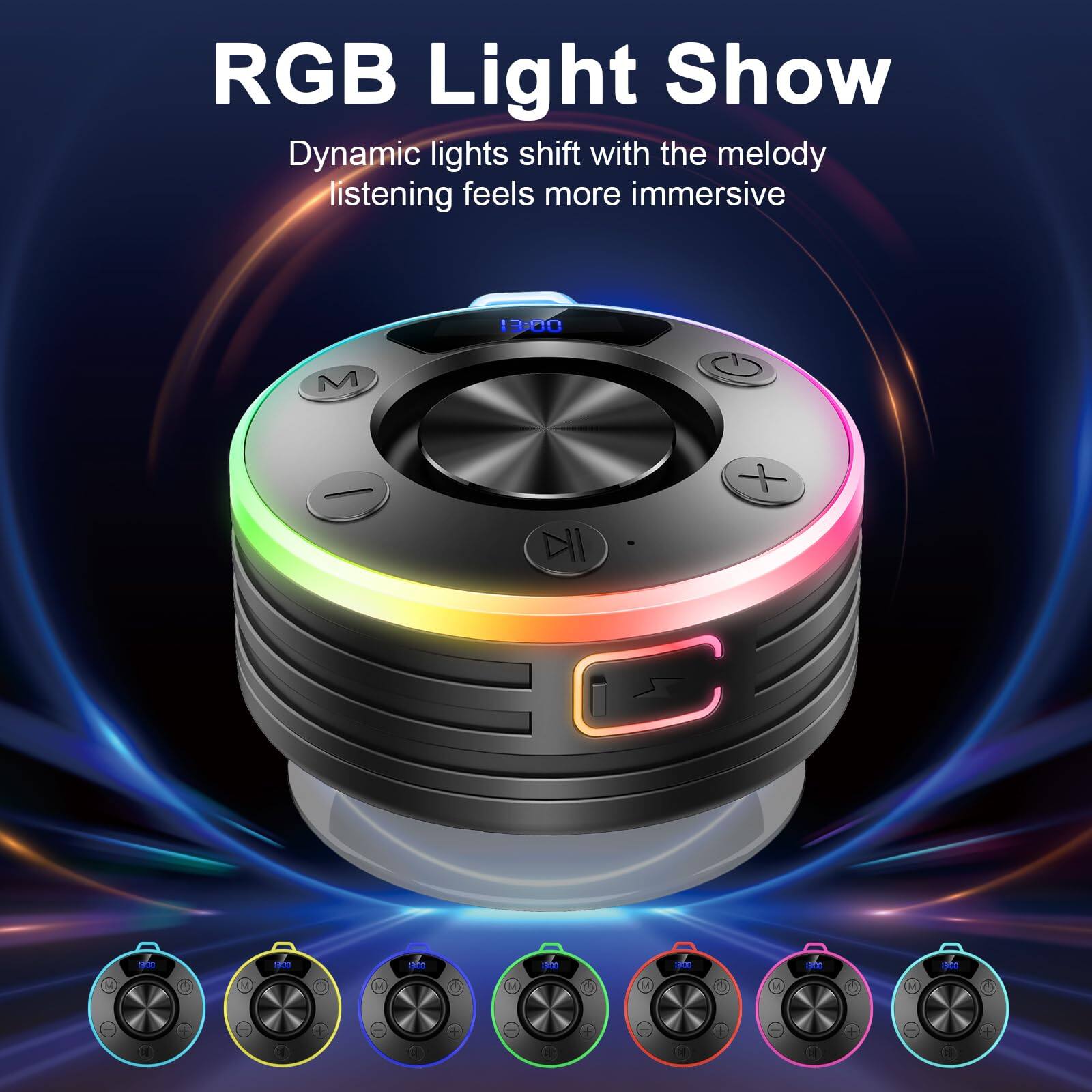 RGB Light Show  
Dynamic lights shift with the melody  
listening feels more immersive