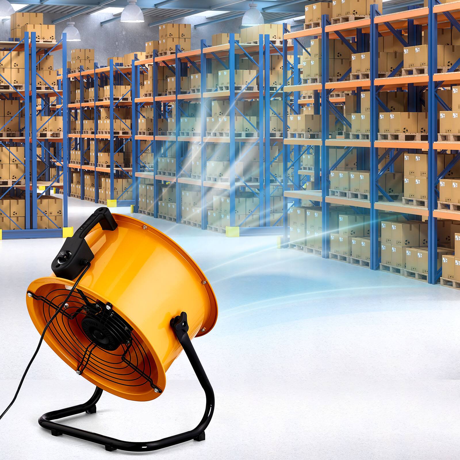 Alt View 9. Winado - 16 Inch High Velocity Drum Fan, Industrial Metal Floor Fan with Handle, Heavy Duty, 4-Speeds, Air Circulator Fan - Orange.