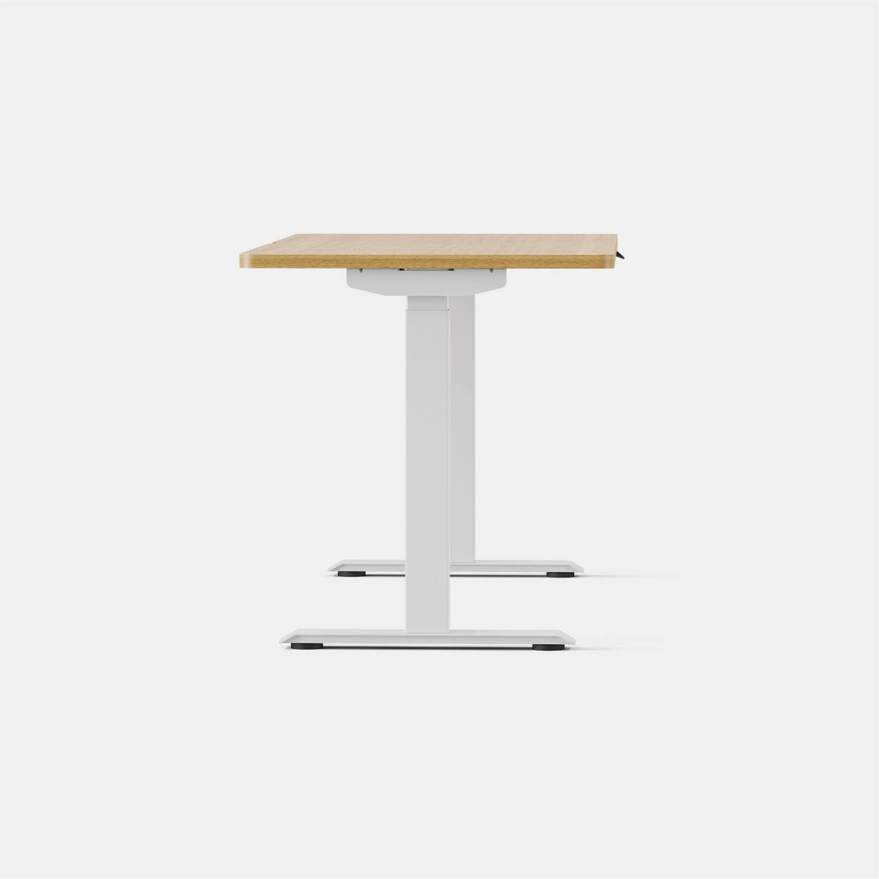 Left. Branch Furniture - Duo Standing Desk 58" – Adjustable Desk with OLED Control Panel, Frameless Design & Compact Footprint - Woodgrian / White.