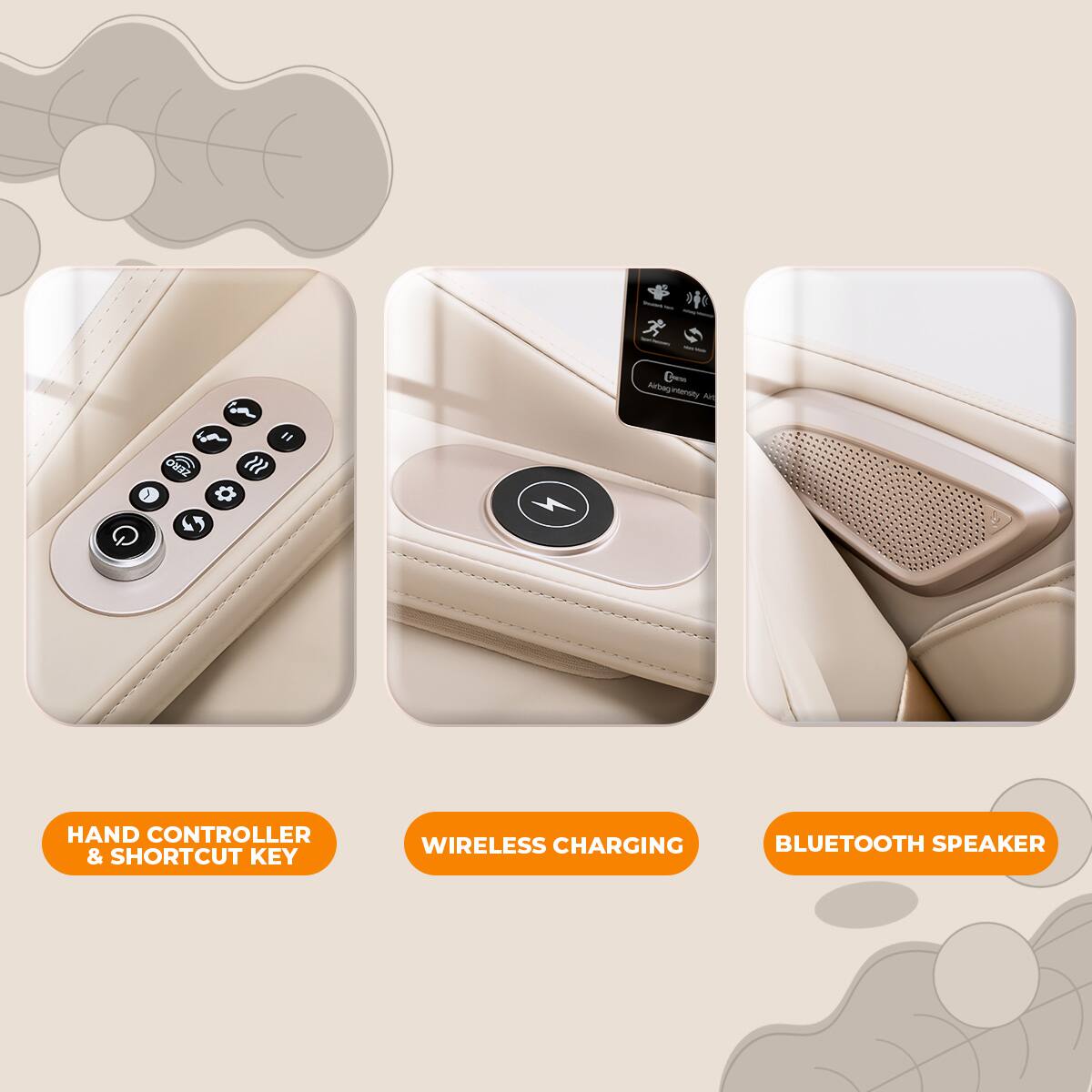 - Hand Controller & Shortcut Key
- Wireless Charging
- Bluetooth Speaker