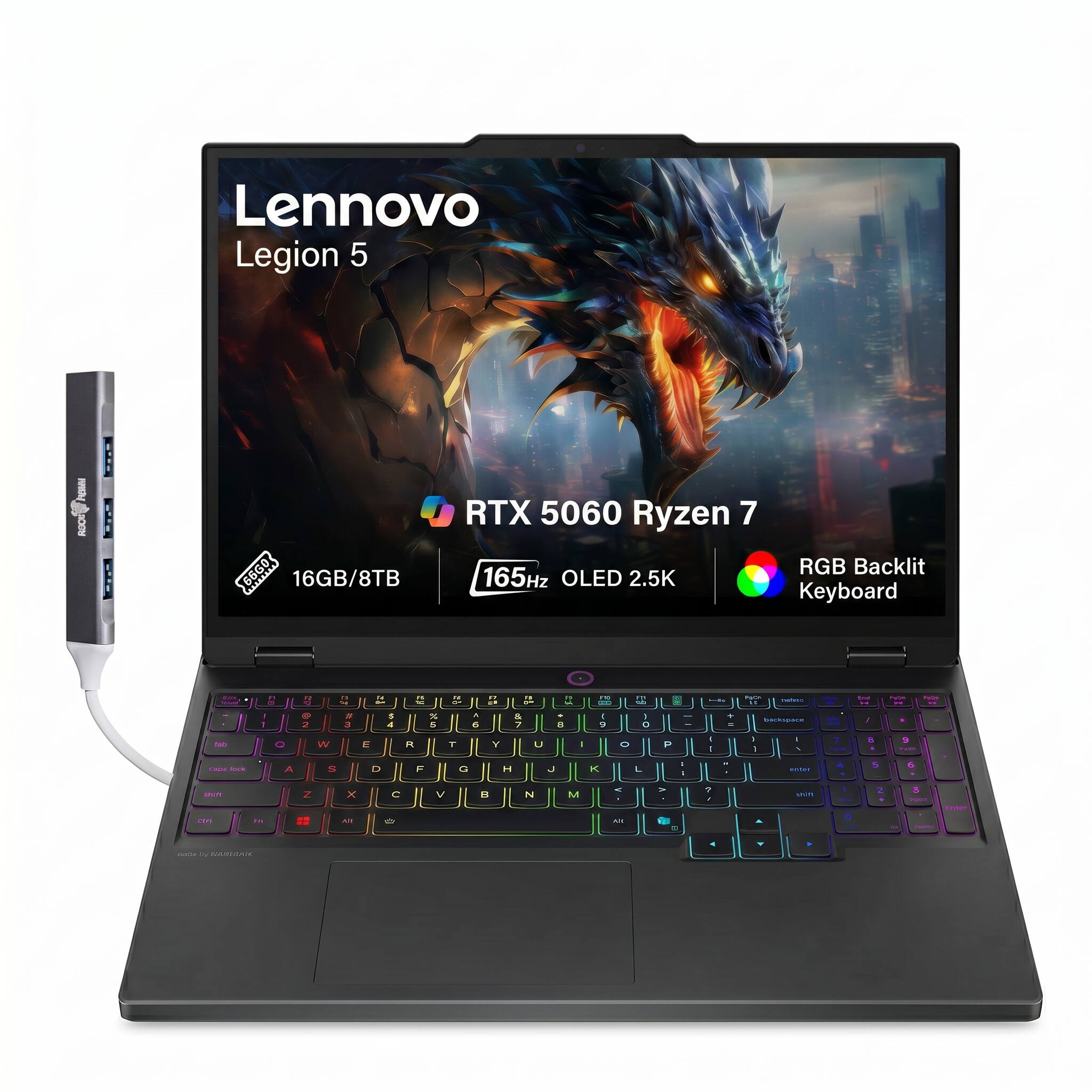 Lenovo Legion 5 - O: 66G0 16GB/8TB RTX 5060 Ryzen 7 165Hz OLED 2.5K RGB Backlit Keyboard