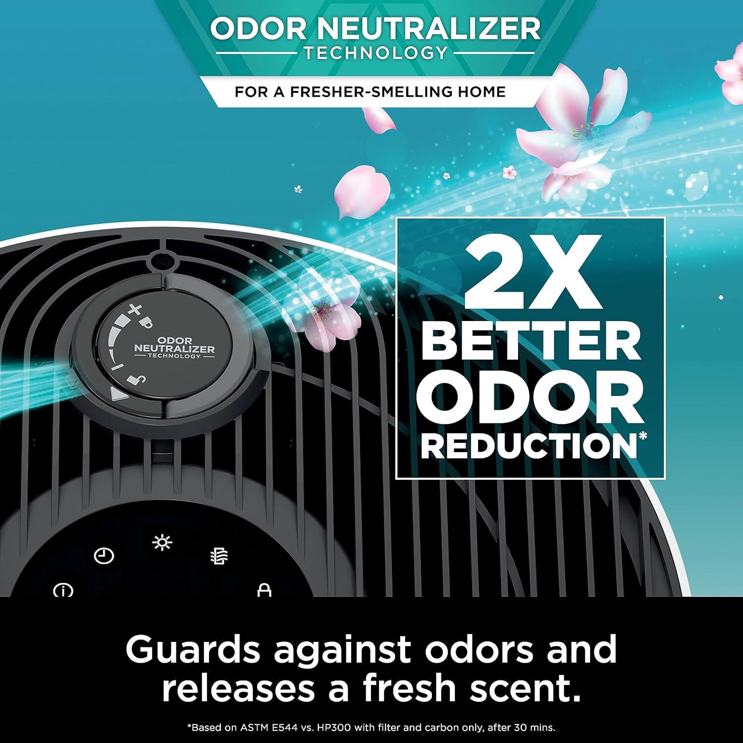 ODOR NEUTRALIZER TECHNOLOGY FOR A FRESHER-SMELLING HOME

2X BETTER ODOR REDUCTION*

Guards against odors and releases a fresh scent.

*Based on ASTM E544 vs. HP300 with filter and carbon only, after 30 mins.