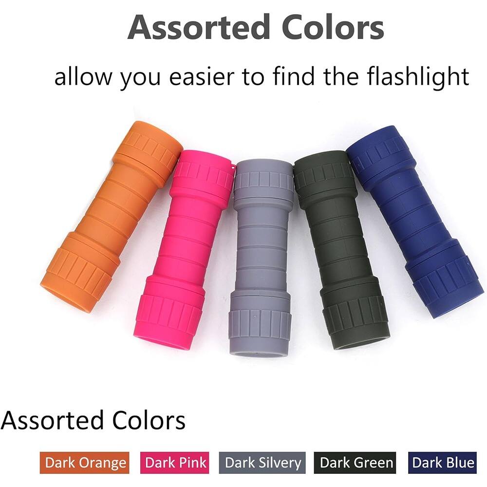 Assorted Colors  
allow you easier to find the flashlight  

Assorted Colors  
Dark Orange  
Dark Pink  
Dark Silvery  
Dark Green  
Dark Blue