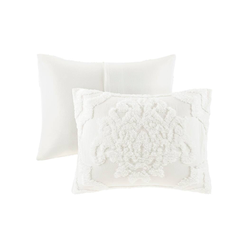 Alt View 3. Gracie Mills - Gracie Mills Fitzpatrick 3 piece Tufted Cotton Chenille Damask Comforter Set - Off-White.