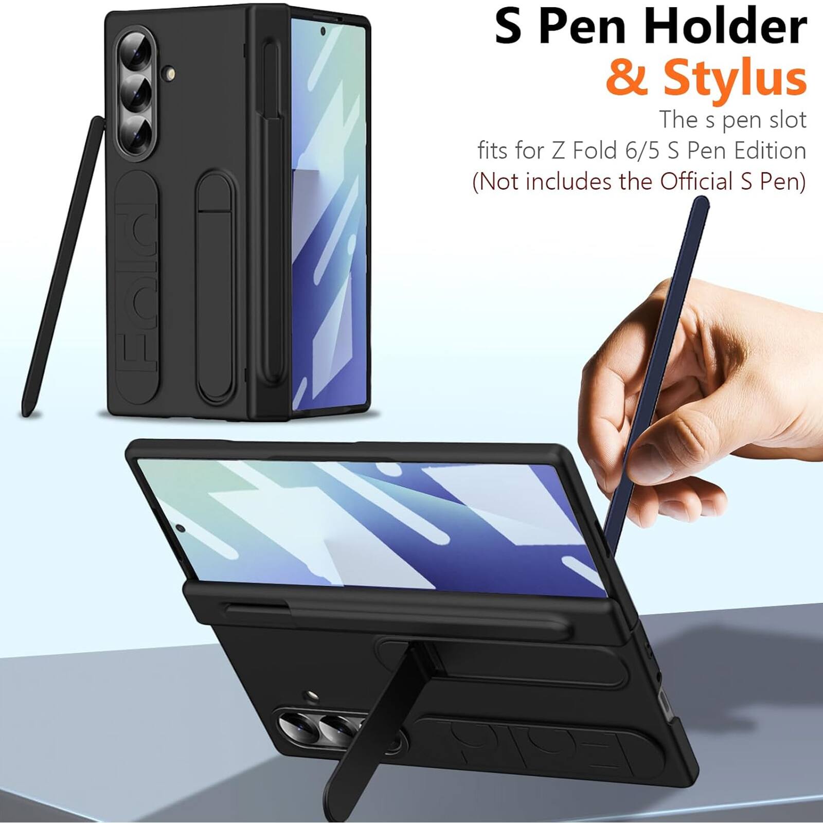 S Pen Holder & Stylus

The S pen slot fits for Z Fold 6/5 S Pen Edition (Not includes the Official S Pen)