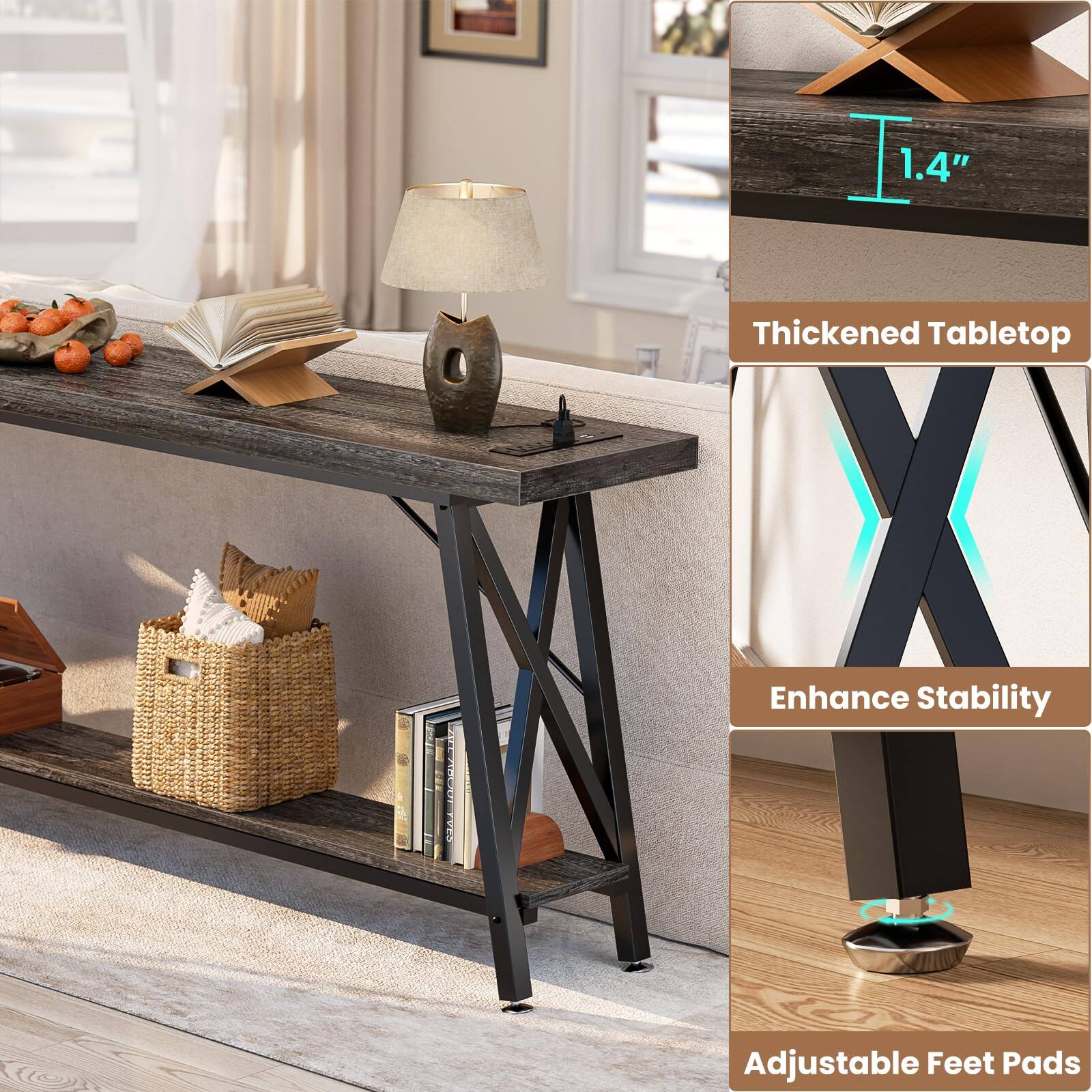 1.4" Thickened Tabletop | Enhance Stability | Adjustable Feet Pads