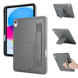 Dteck - Shockproof Case for Apple iPad (A16) 11" 2025 with Hand Strap and Foldable Kickstand, PU Leather TPU Protective Cover - Gary