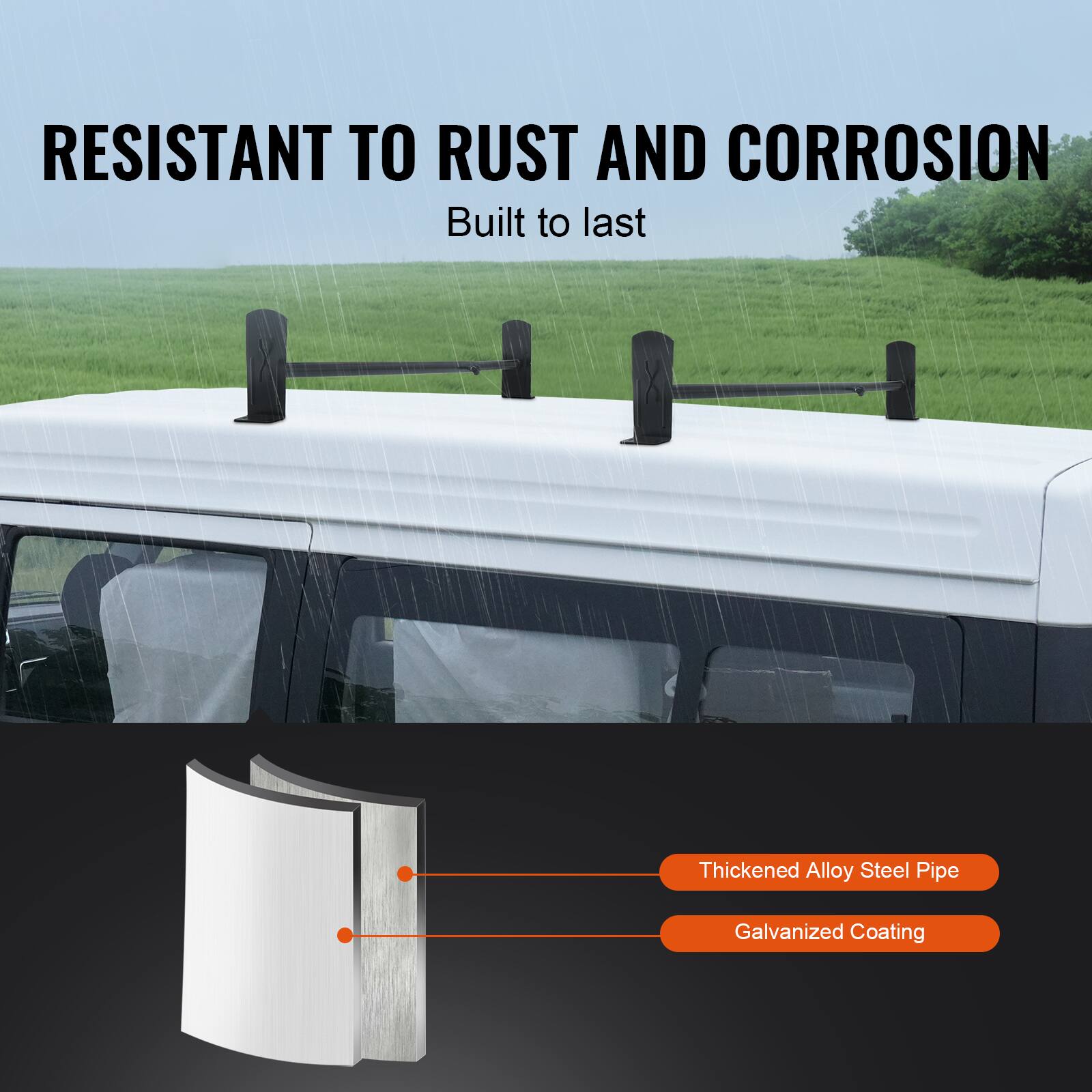 RESISTANT TO RUST AND CORROSION  
Built to last  

Thickened Alloy Steel Pipe  
Galvanized Coating