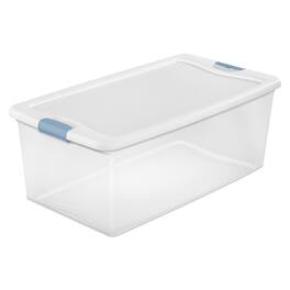 Sterilite - 106 Qt Clear Plastic Stackable Storage Bin w/ White Latch Lid, 24 Pack