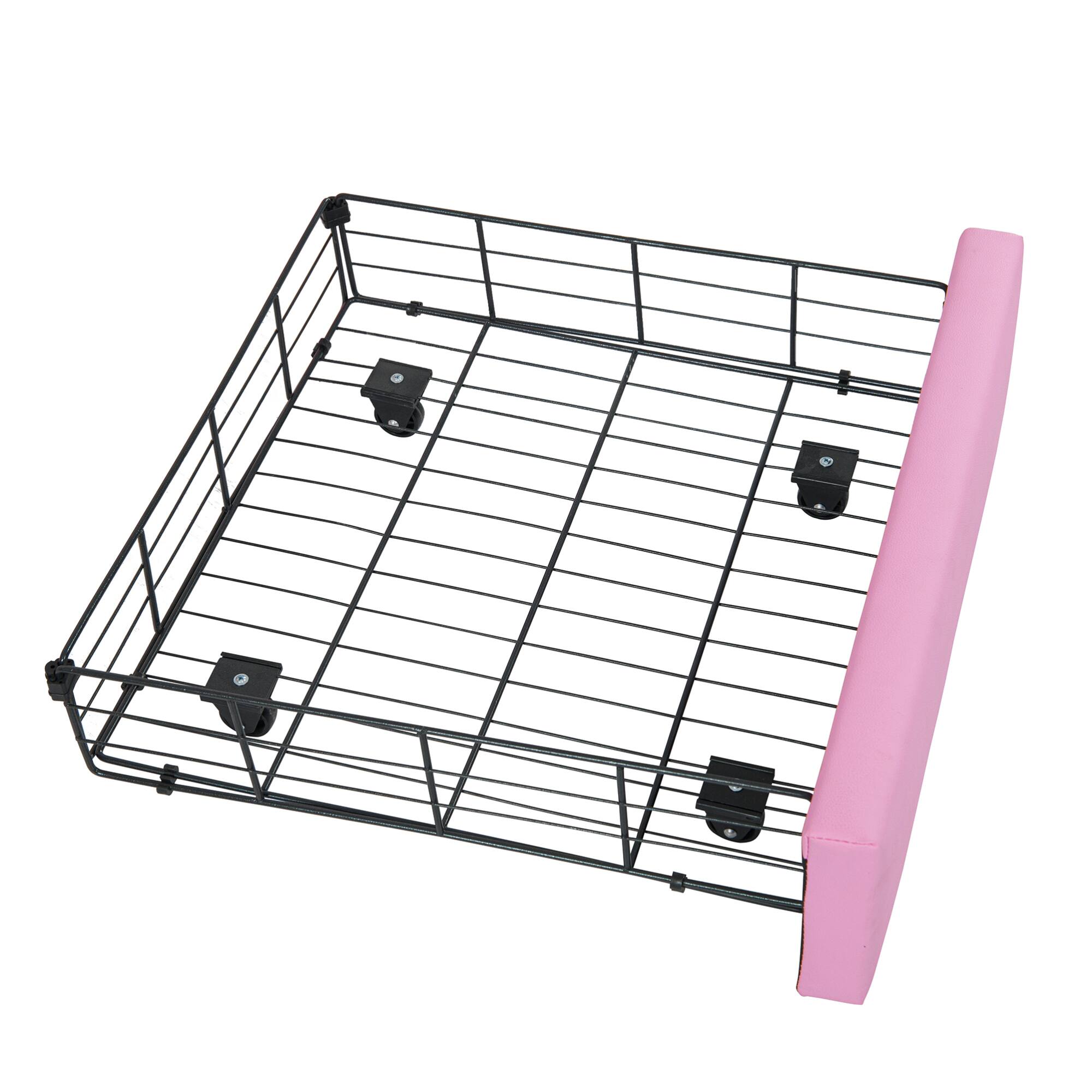 Alt View 4. GOODSILO - Twin Size Upholstered Platform Bed with LED Lighting and Storage Drawer, Modern Crown Headboard Design for Bedroom Decor - Pink+White.