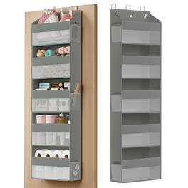 Songmics Home - Over-the-Door Organizer, 5-Tier Door Hanging Storage Shelf, Heavy-Duty Closet Hanging Organizer Foldable, Transparent - Dove Gray