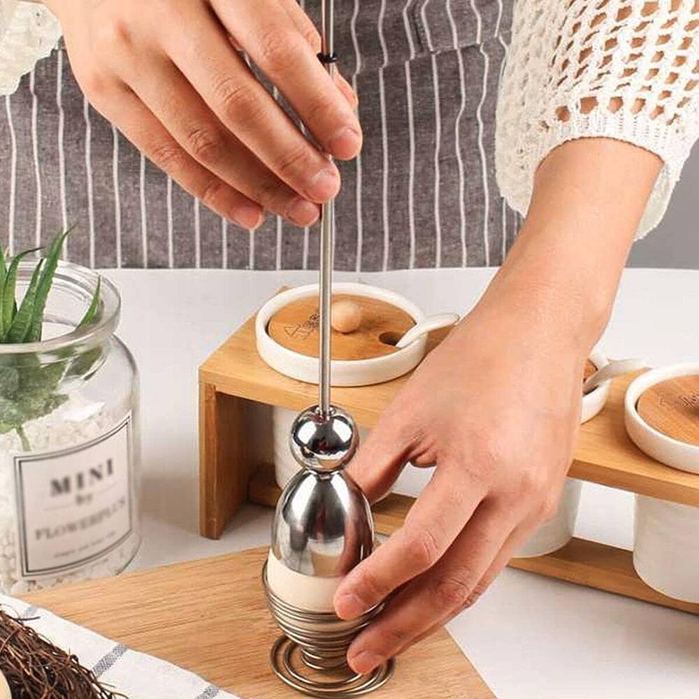 Alt View 1. RTMB - Stainless Steel Egg Cracker & Shell Topper Cutter Kitchen Tool - Silver.