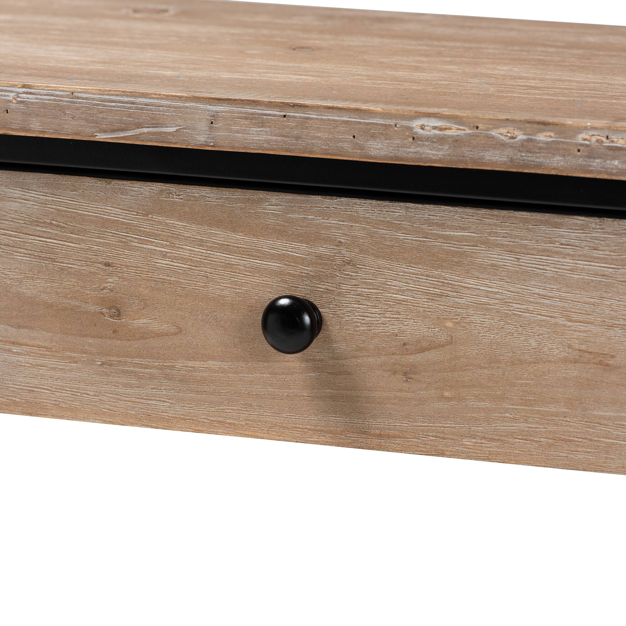 Alt View 1. Baxton Studio - Silas Modern Industrial Finished Wood and Metal 2-Drawer Console Table - Natural Brown/Black.