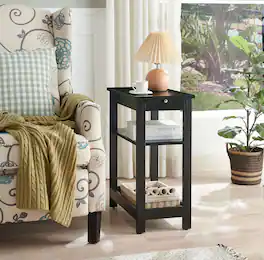 Kings Brand Furniture - Sendero Wooden Chairside Side End Table - Black