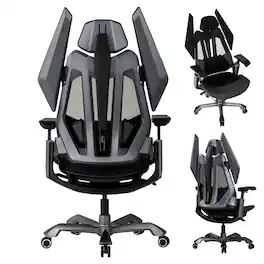 TGIF GAMING - T0 Max Ergonomic Gaming Chair Office Chair for Gaming Competitions Dynamic Comfort Seatback Sync Chassis - Silver Gray