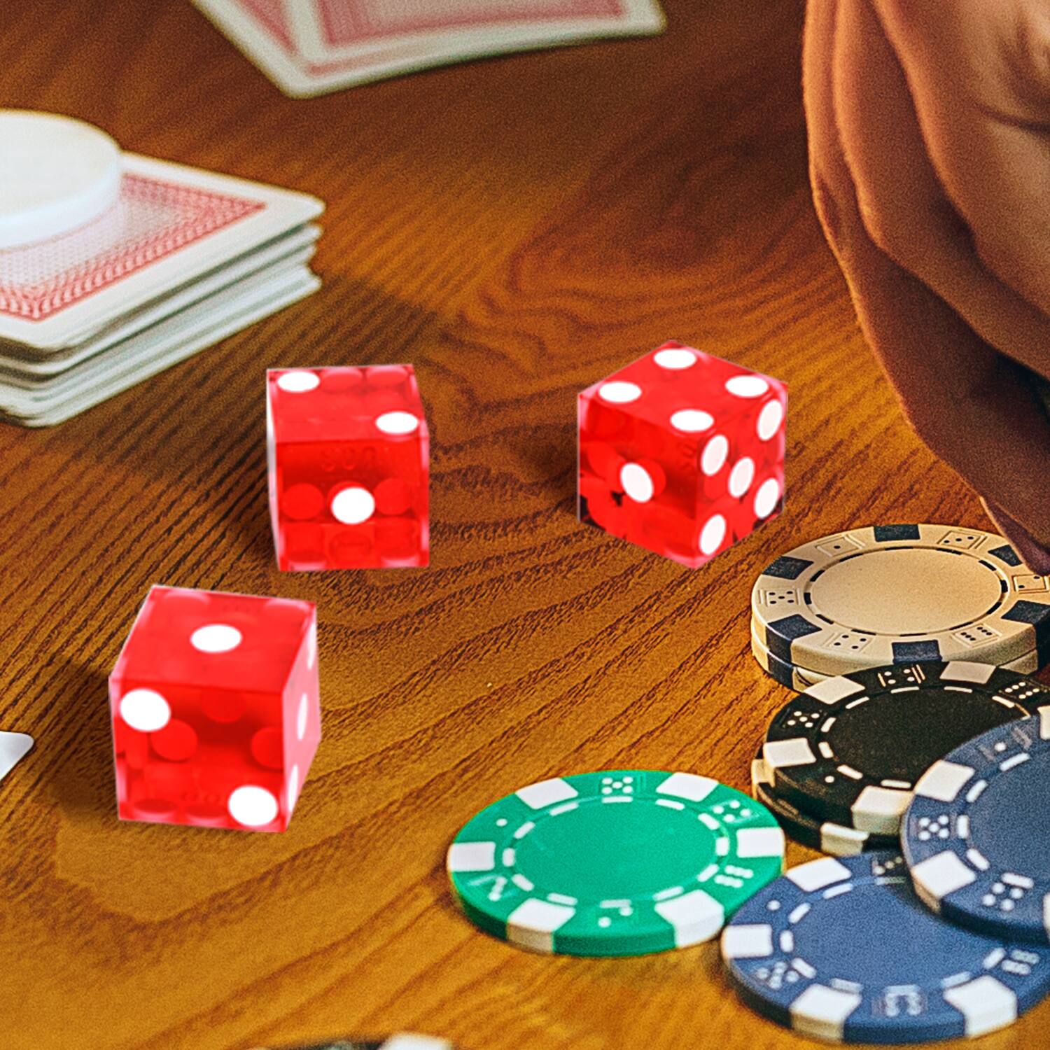 Alt View 4. GSE Games & Sports Expert - Craps Game Set. Including 5 Pieces 19mm Dice, 3" Craps On/Off Dealer Puck Button (Red).