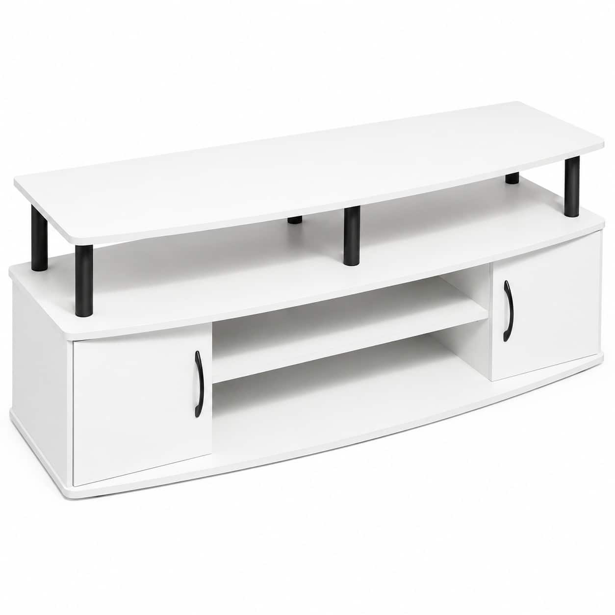 FurniFact - White entertainment center for up to 55-inch TVs with spacious storage - Plain White/Black price history on PriceWatchPro