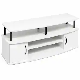 FurniFact - Large TV Stand with Spacious Storage for Entertainment Centers - White/Black