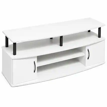 Front. FurniFact - White/Black Large TV Stand with Spacious Storage for Entertainment Centers - White/Black.
