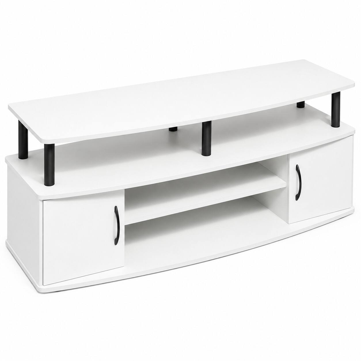 FurniFact - Large TV Stand with Spacious Storage for Entertainment Centers - White/Black