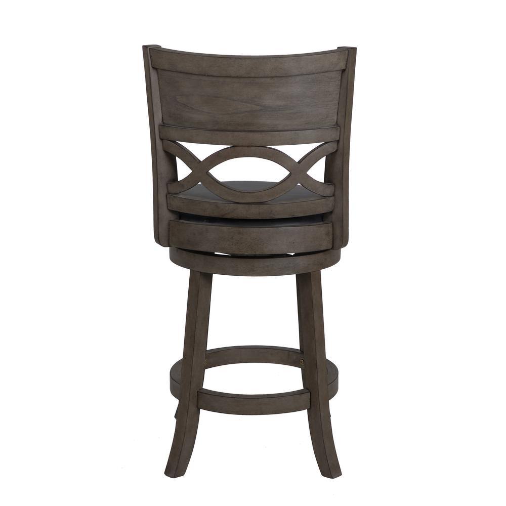 Left. New Classic Furniture - Manchester 24" Wood Counter Stool with Black PU Seat in Ant Gray - Gray.