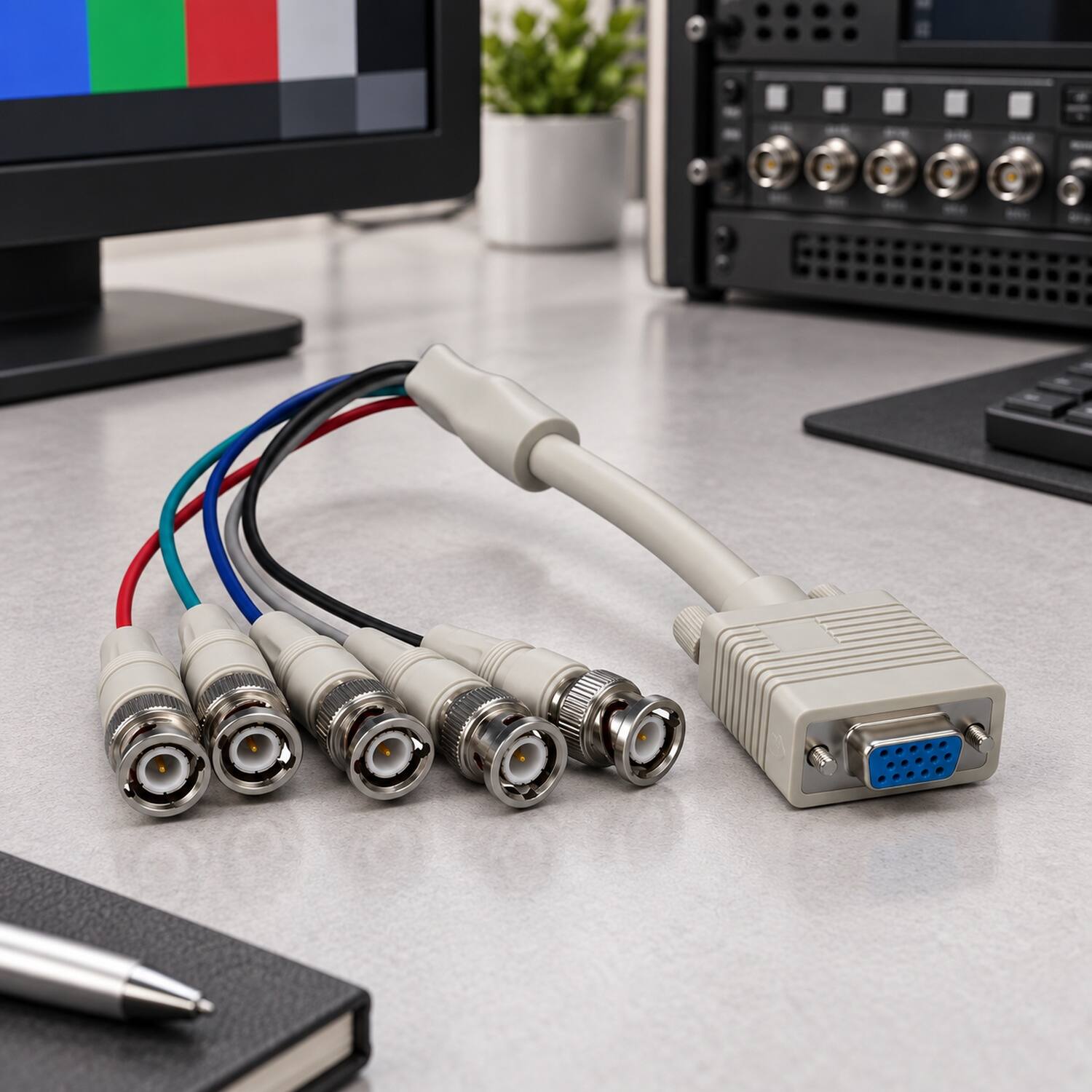 Sanoxy 1ft VGA HD15 Female to 5 BNC RGBHV Male Monitor Cable Gray ...