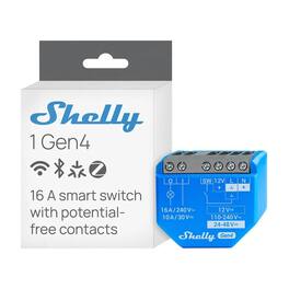 Shelly - 1 Gen4 | 16A Dry Contact Smart Relay (Wi-Fi, Matter & Zigbee) - Blue