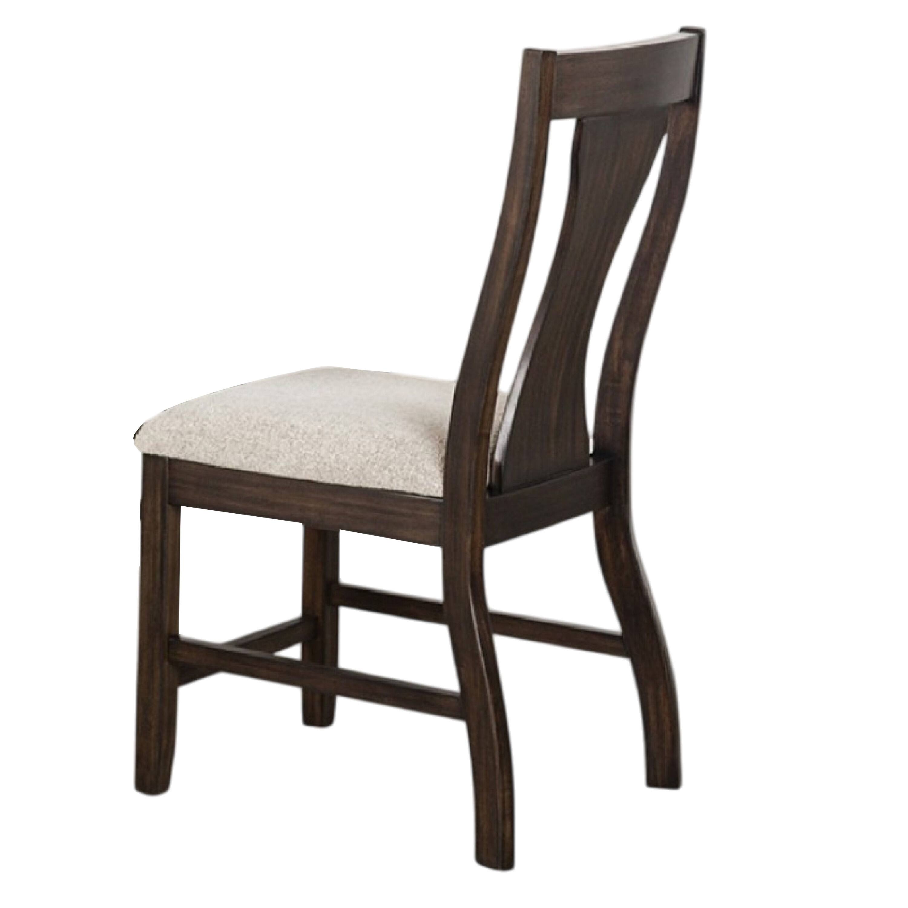 Alt View 1. Manhattan Lane - Hols Side Dining Chair Set of 2, Espresso Brown Wood Slatted Back - Espresso Brown, White.