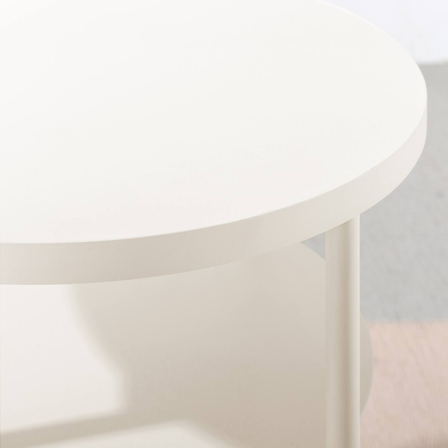 Alt View 8. Mellow - Mellow AIDA Round Multipurpose End and Side Table with Storage Shelf, Beige - Beige.