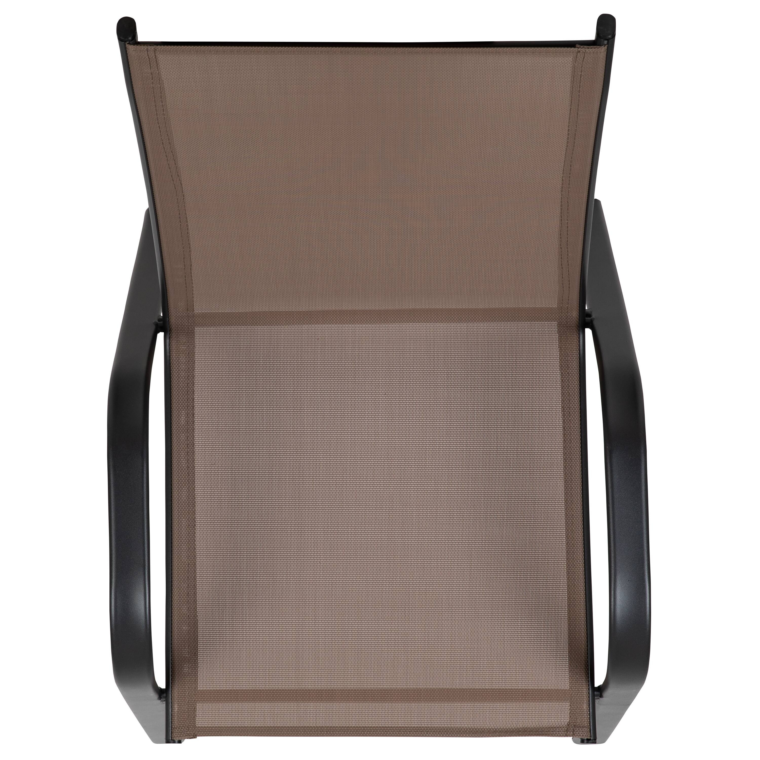Alt View 9. Emma + Oliver - 5 Pack. Outdoor Stack Chair with Flex Comfort Material and Metal Frame - Brown.