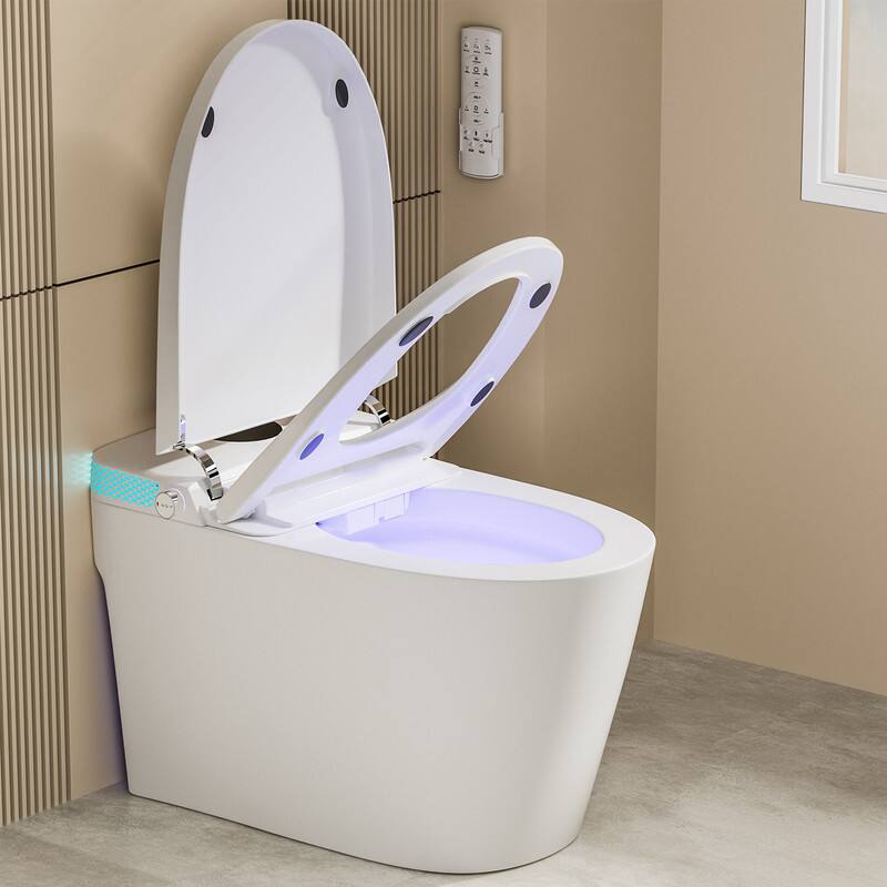 Angle. Vipbear - Vipbear Tankless Toilet with Warm Water Sprayer and Dryer, Foot Sensor Operation,Bidet with Heated Seat Smart - White.