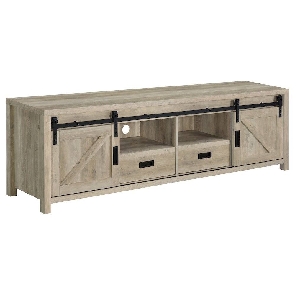 Front. Coaster Co. of America - Madra 2-door Engineered Wood 79" TV Stand Distressed Pine - Brown.