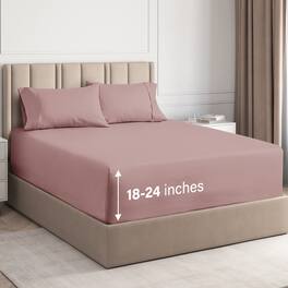 CGK Linens - Extra Deep Pocket 4 Piece Sheet Set - Soft Bed Sheets, Fits 18"-24" Mattresses - King - Mauve