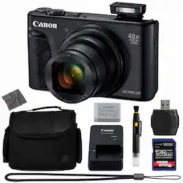 Bundle - Canon - PowerShot SX740 HS 128GB 4K AOM Pro Kit - Black