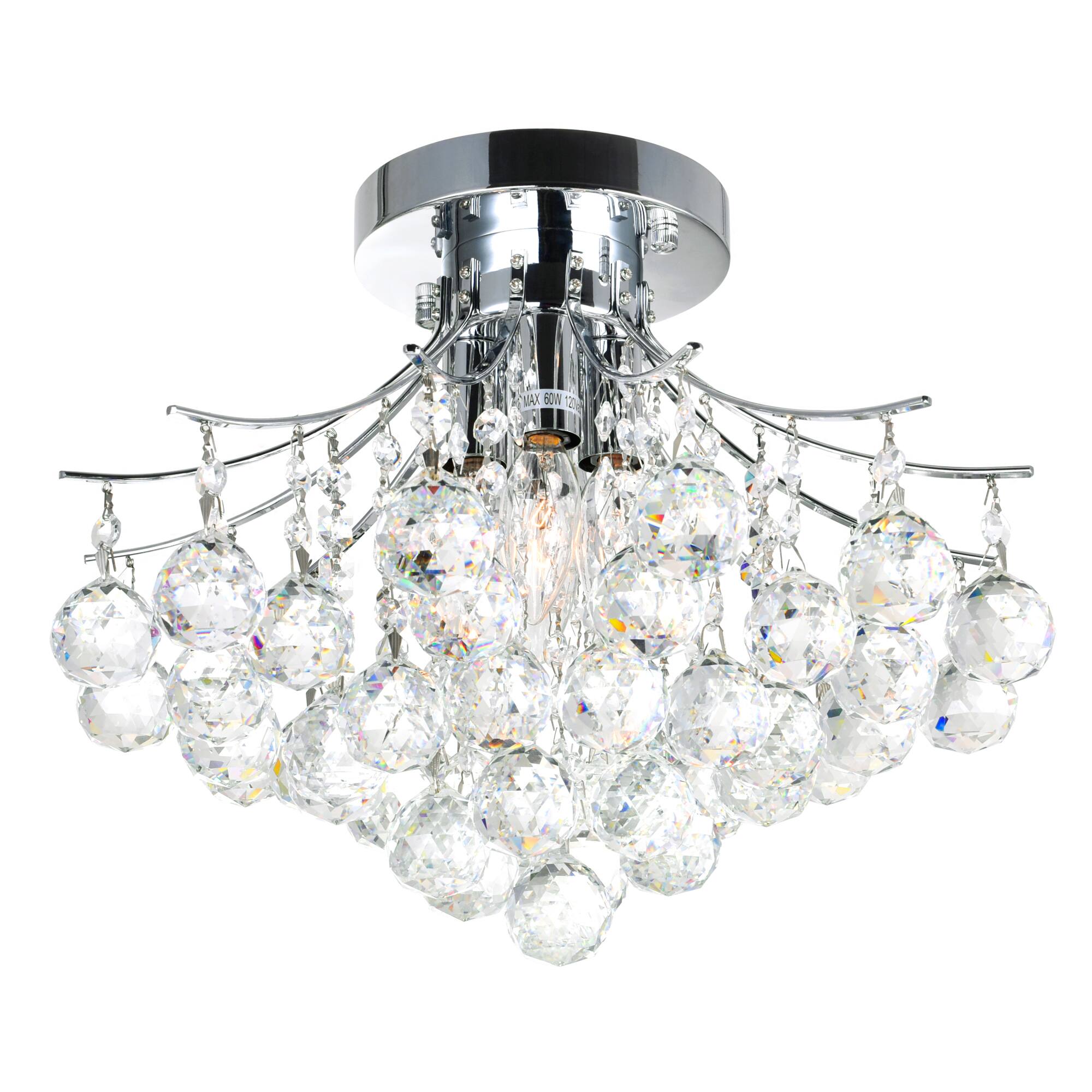 Angle. CWI Lighting - Princess 4 Light Flush Mount With Chrome Finish - Chrome.