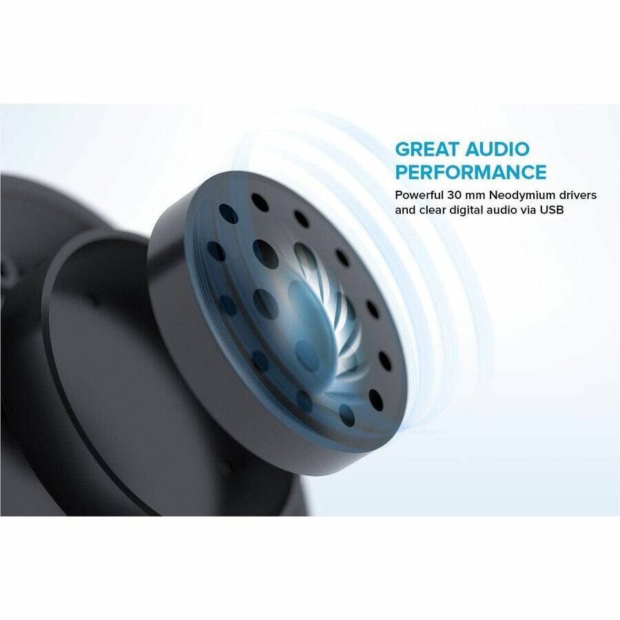 GREAT AUDIO PERFORMANCE  
Powerful 30 mm Neodymium drivers and clear digital audio via USB