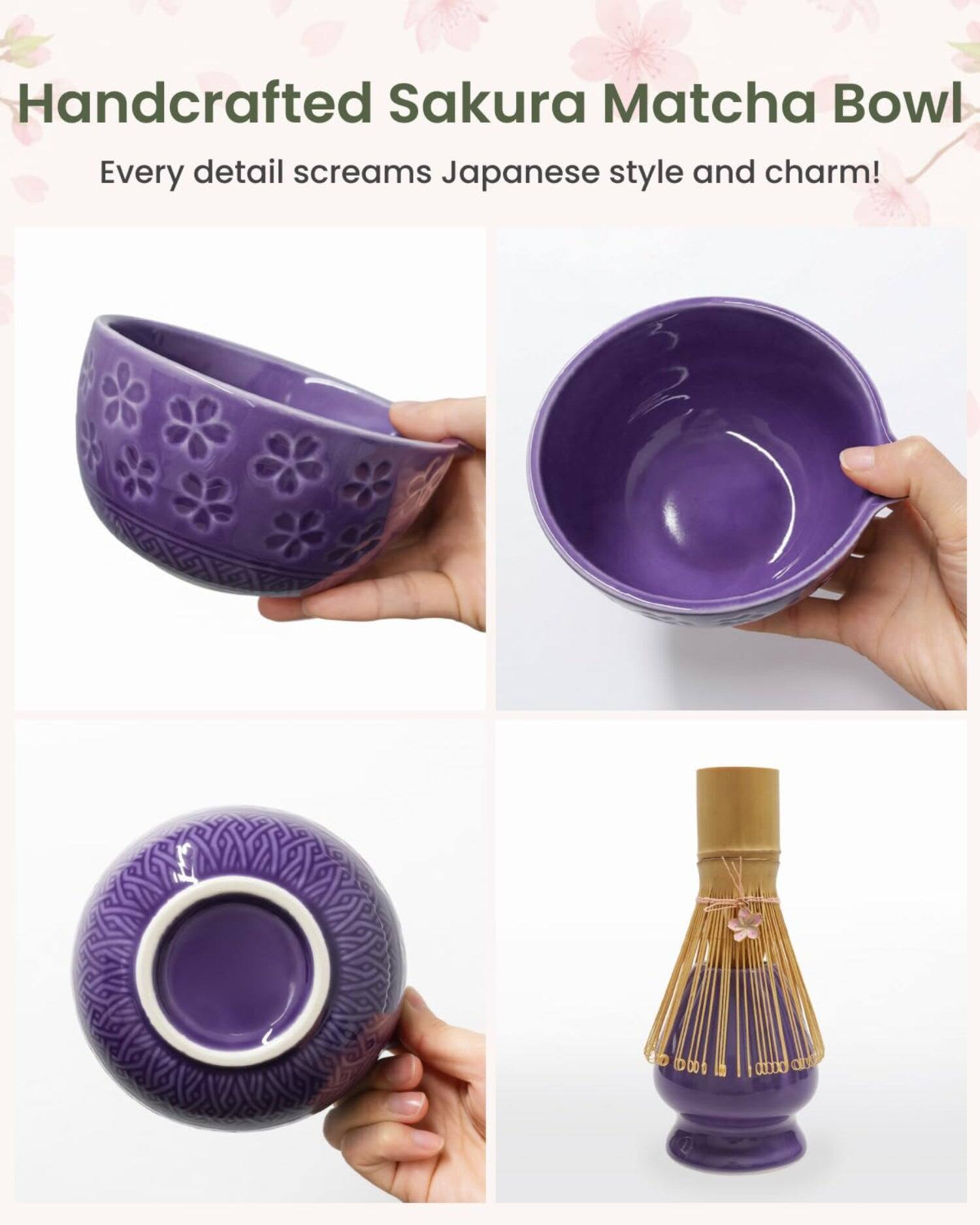 Handcrafted Sakura Matcha Bowl  
Every detail screams Japanese style and charm!