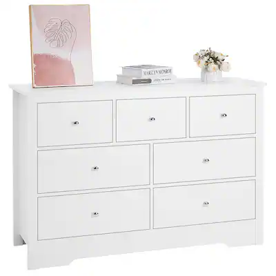 VEVOR 7 Drawer Wooden Dresser Chest With Sliding Drawers And Anti-tip Device Modern Minimalist Light Wood Storage Organizer For Bedroom Living Room VEVOR 7 Drawer Wooden Dresser Chest With Sliding Drawers And Anti-tip Device Modern Minimalist Light Wood Storage Organizer For Bedroom Living Room