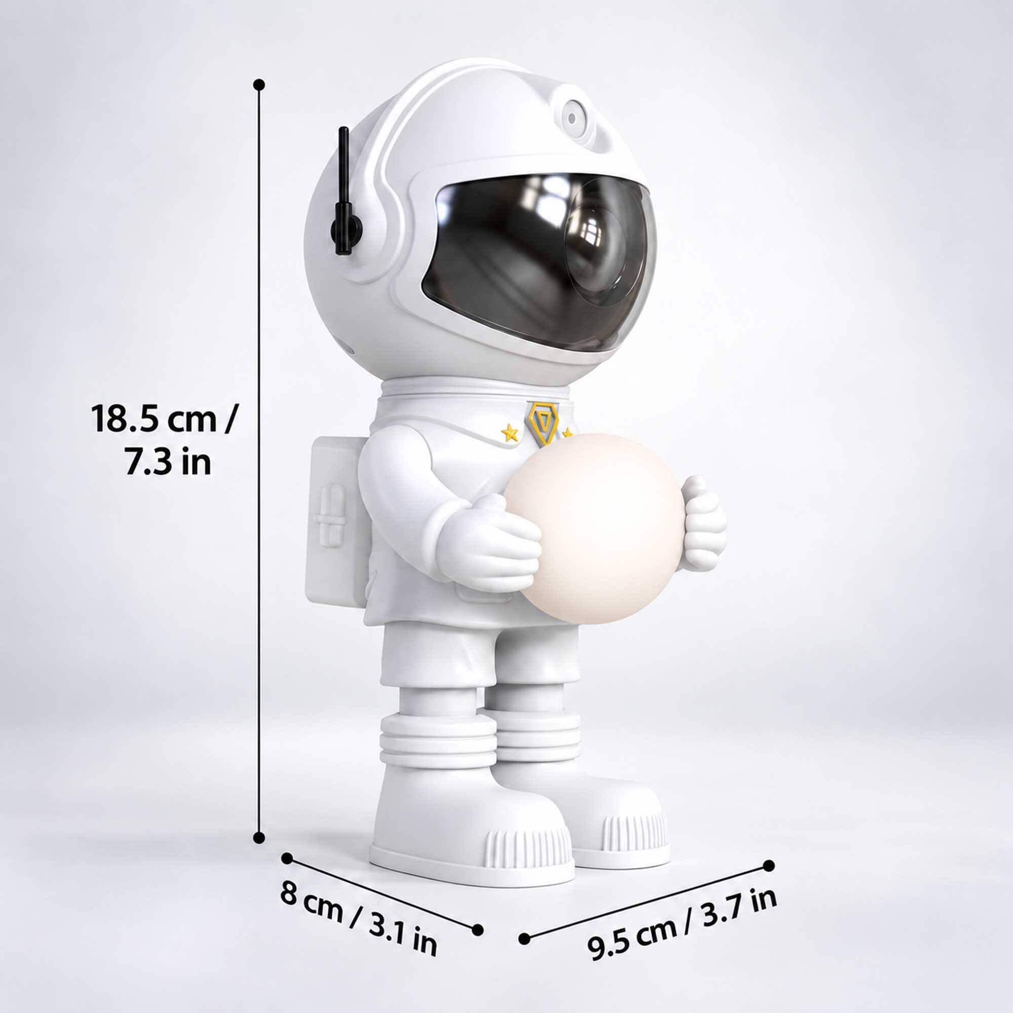 18.5 cm / 7.3 in  
8 cm / 3.1 in  
9.5 cm / 3.7 in