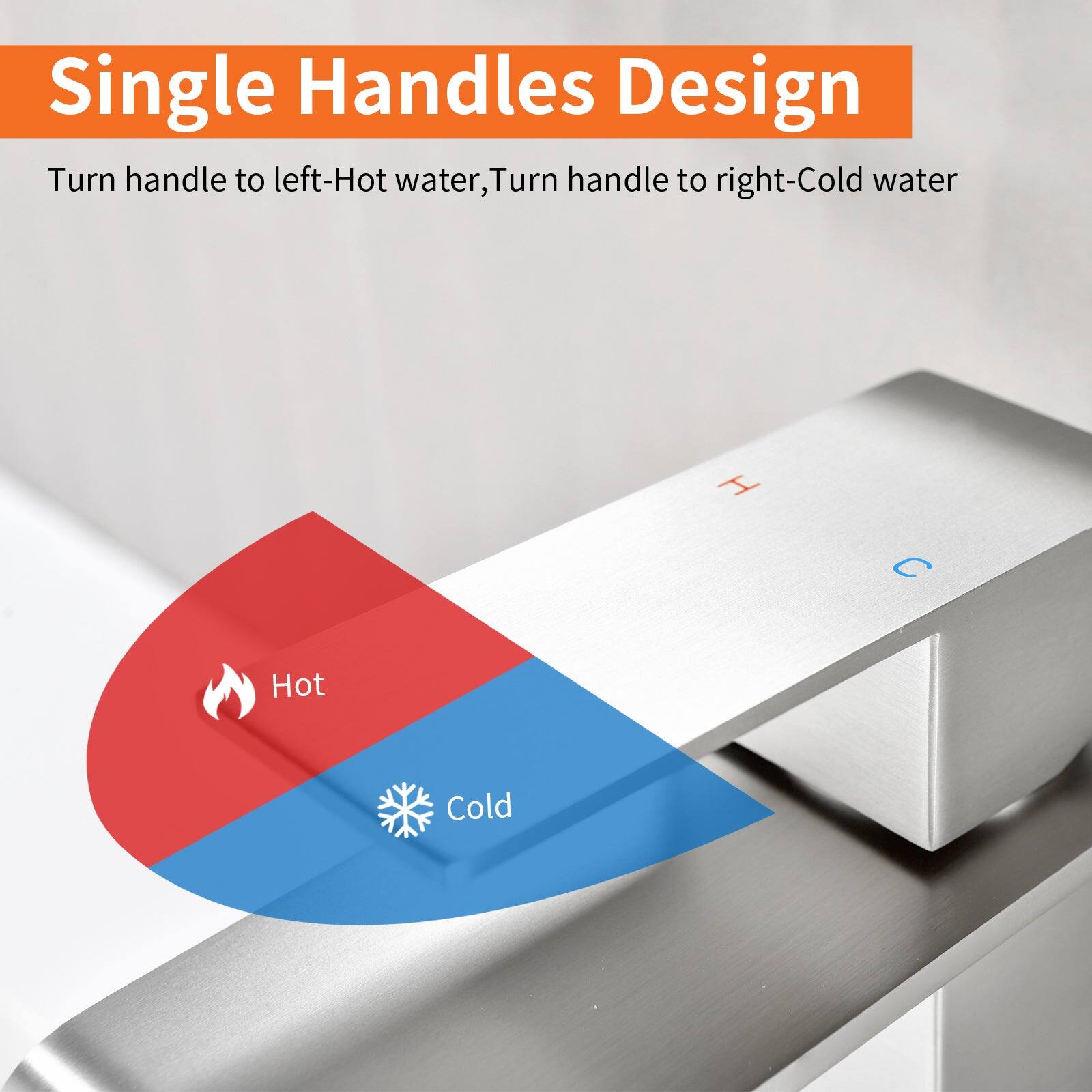 Single Handles Design

Turn handle to left-Hot water, Turn handle to right-Cold water

Hot

Cold